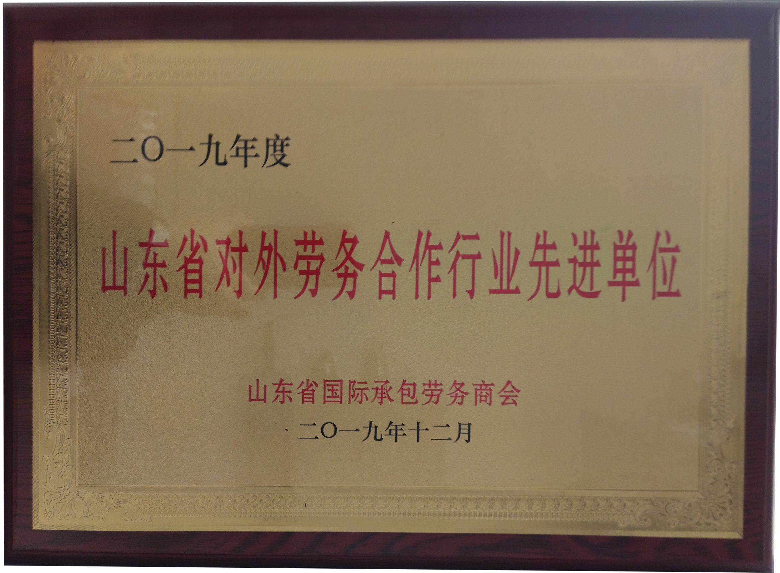 2019年度山东省对外劳务合作行业先进单位